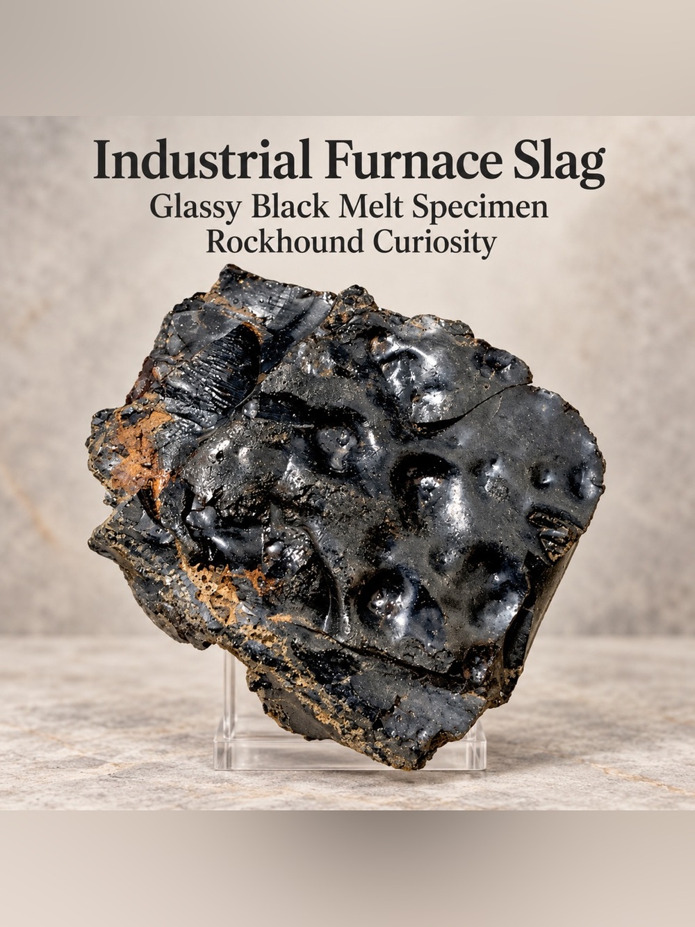 Industrial Furnace Slag Glassy Black Melt Specimen Rockhound Curiosity